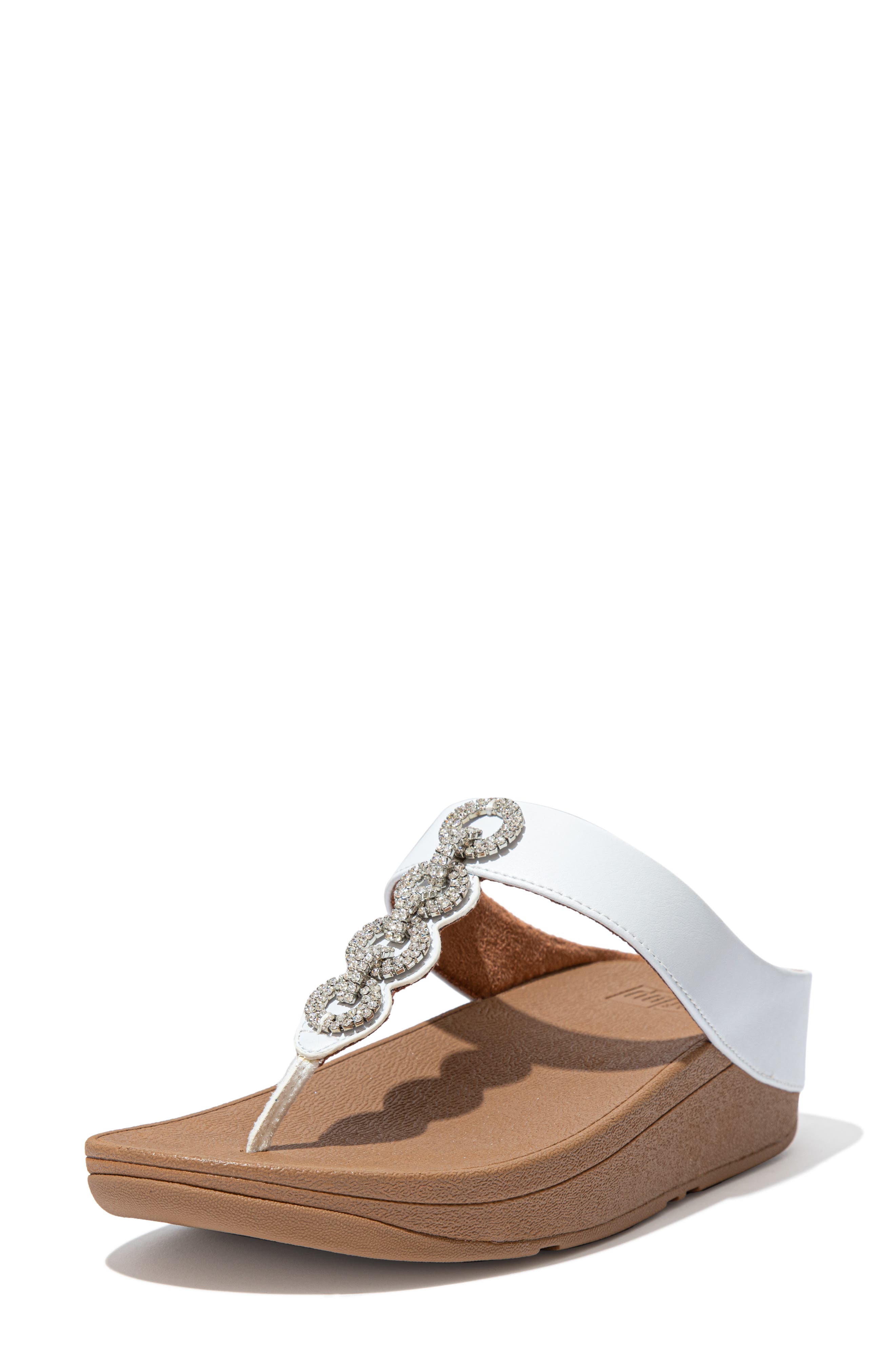 FitFlop Fino Crystal Embellished Thong Platform Sandal, Alternate, color, Urban White