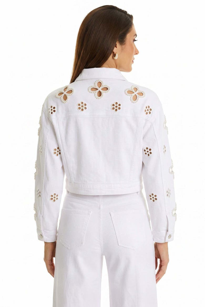 Kaia Pearl Jean Jacket, Alternate, color, White