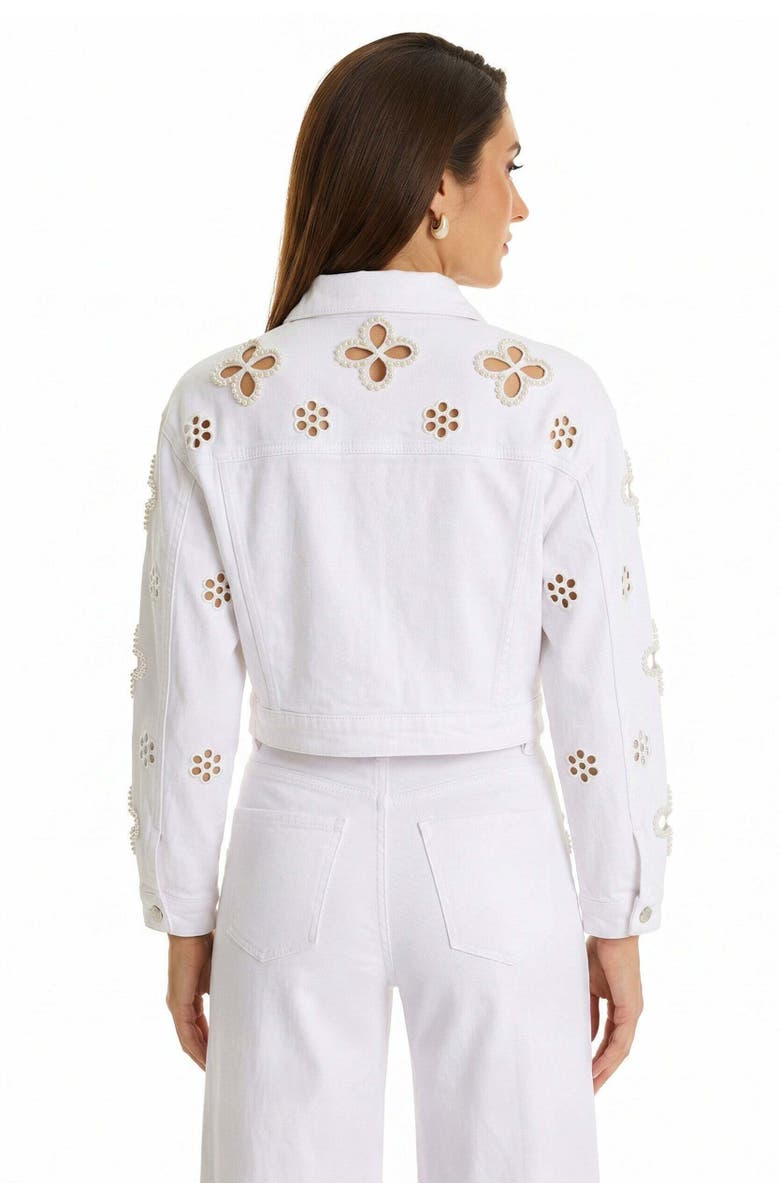 The Noli Shop Kaia Pearl Jean Jacket, Alternate, color, White