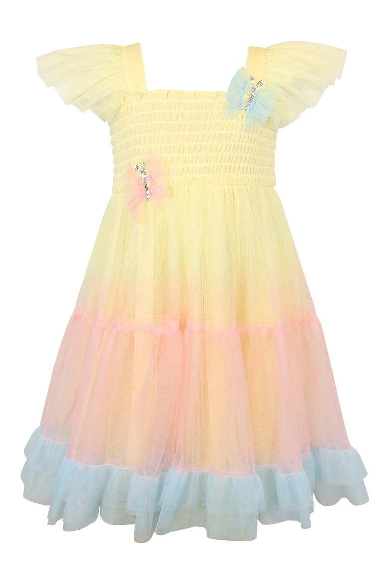 Kids' Butterfly Appliqué Mesh Dress, Main, color, YELLOW