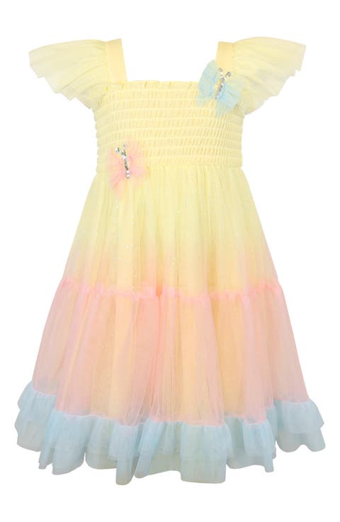 Kids' Butterfly Appliqué Mesh Dress (Toddler & Little Kid)