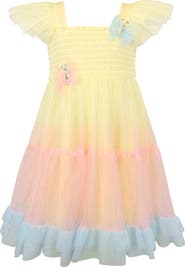 Zunie Kids' Butterfly Appliqué Mesh Dress