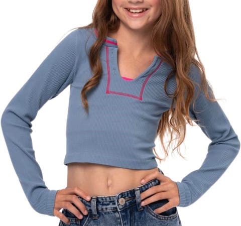 Ribbed seamless top with contrast stitching - Big Kid