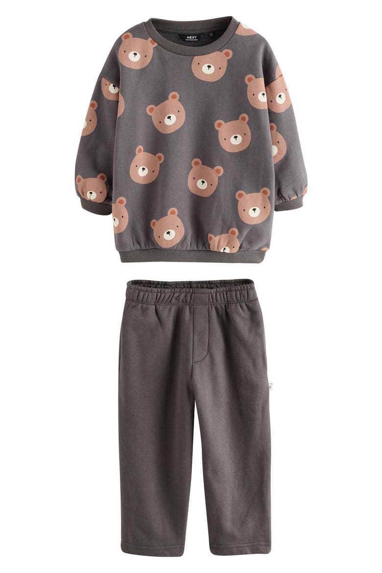 Bear Print Sweatshirt & Joggers Set, Main, color, GREY