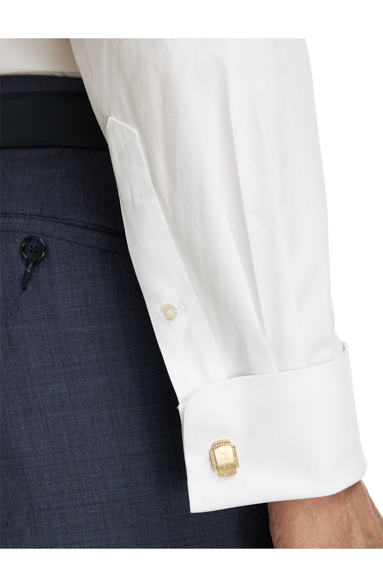Paul Fredrick Slim Fit Non-iron Cotton Pinpoint Snap Tab Collar French Cuff Dress Shirt, Alternate, color, White