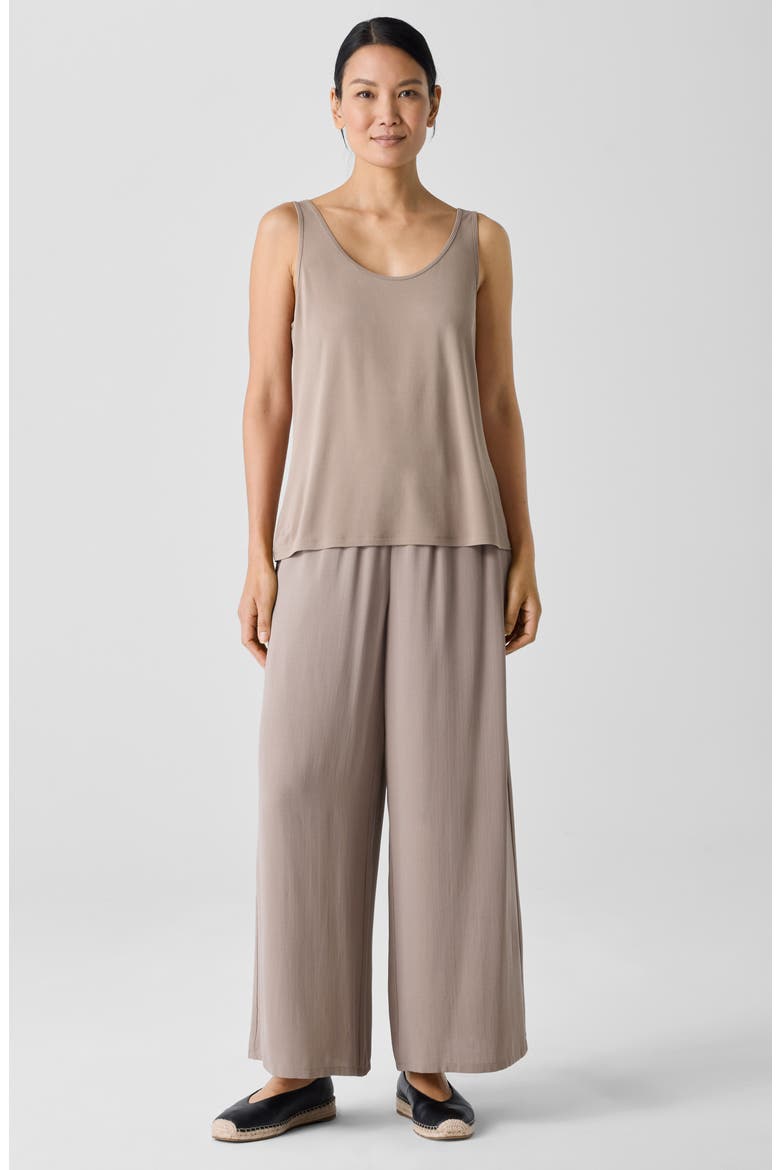 Slim Fit Scoop Neck Silk Tank, Alternate, color, COCOA