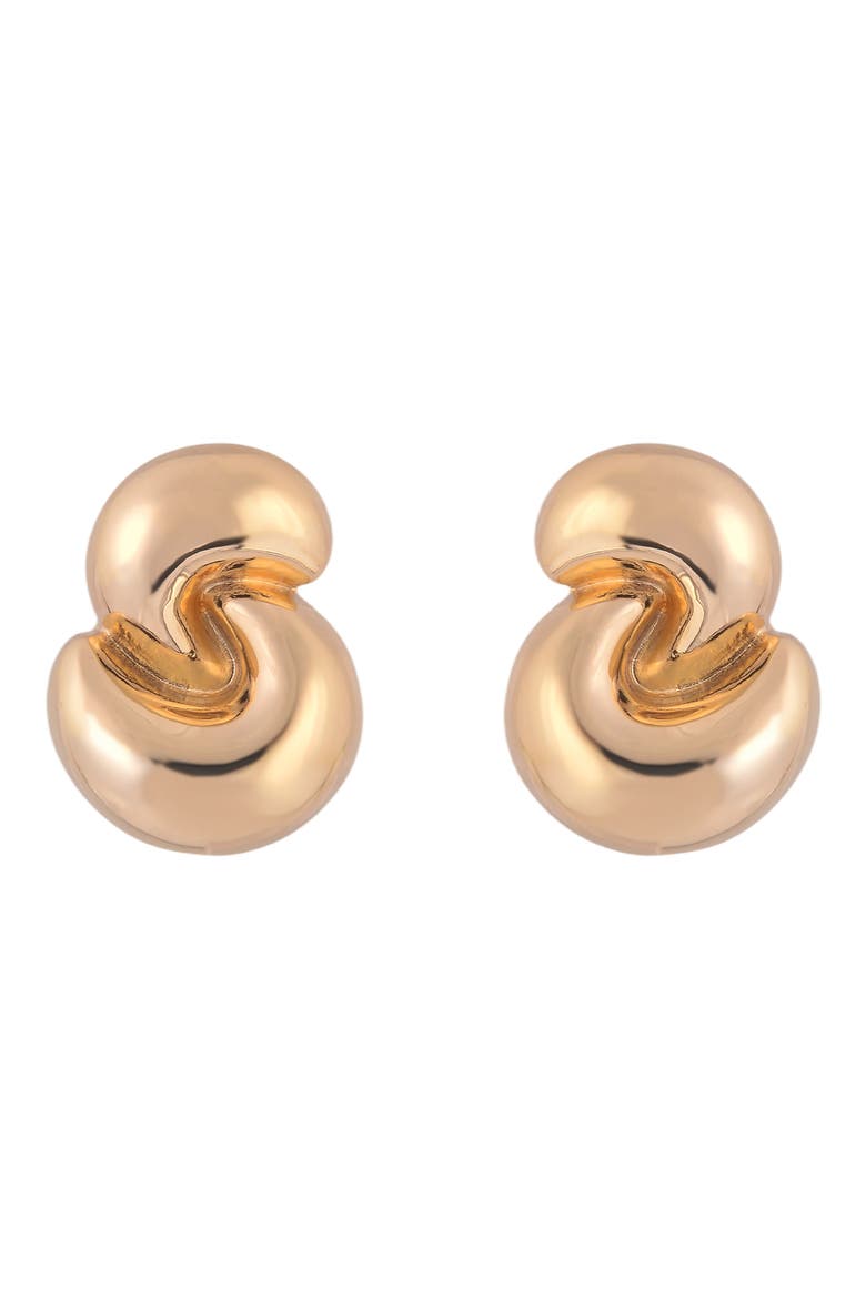 Twist Stud Earrings, Alternate, color, GOLD