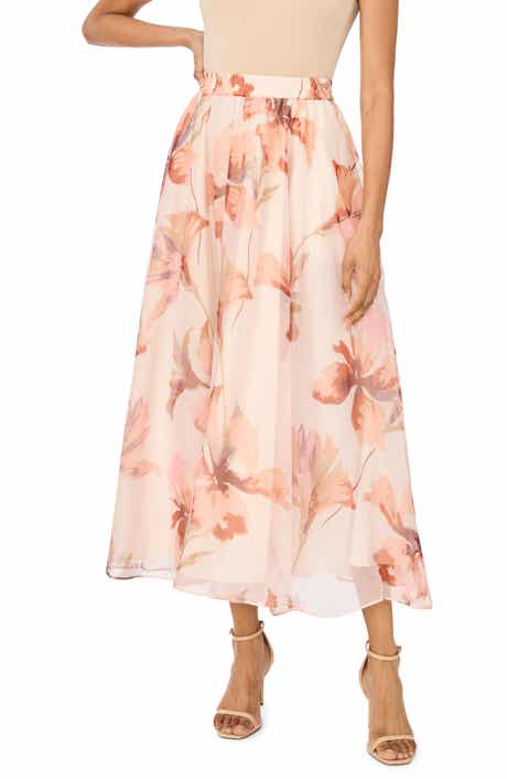 Floral Shirred Midi Skirt