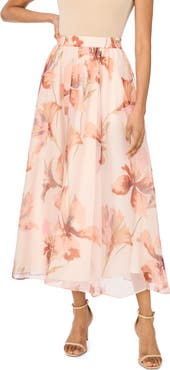 Ted Baker Floral Shirred Midi Skirt