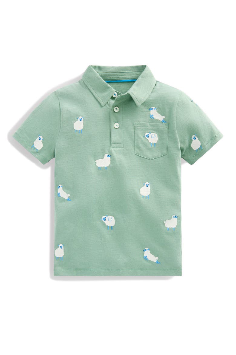 Kids' Embroidered Cotton Slub Polo, Main, color, SHEEP