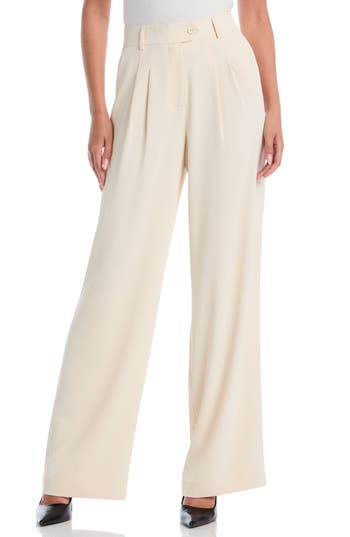 Laundry By Shelli Segal Extended Tab Pleated Pants In White