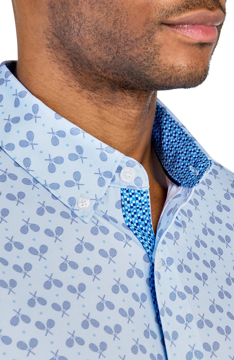 CONSTRUCT Slim Fit Tennis Racket Recycled 4-Way Stretch Performance Short Sleeve Shirt, Alternate, color, 