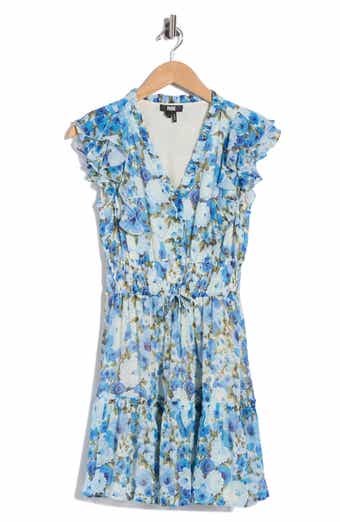 PAIGE Muriel Floral Ruffle Cap Sleeve Silk Fit & Flare Minidress