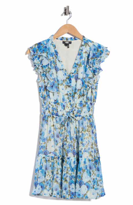 PAIGE Muriel Floral Ruffle Cap Sleeve Silk Fit & Flare Minidress