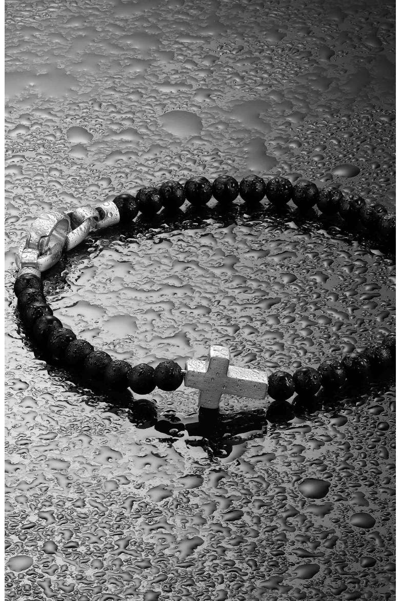 Onyx Bead Cross Bracelet, Alternate, color, BLACK