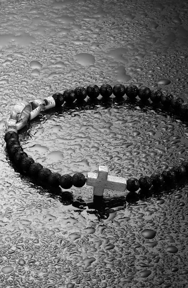 Vincero Onyx Bead Cross Bracelet, Alternate, color,