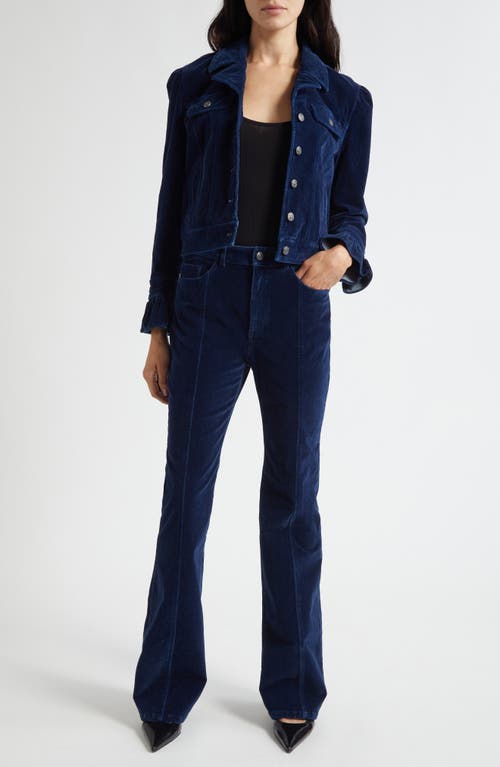 Cinq À Sept Cinq A Sept Shailen High Rise Velvet Denim Jeans In Annecy In Black