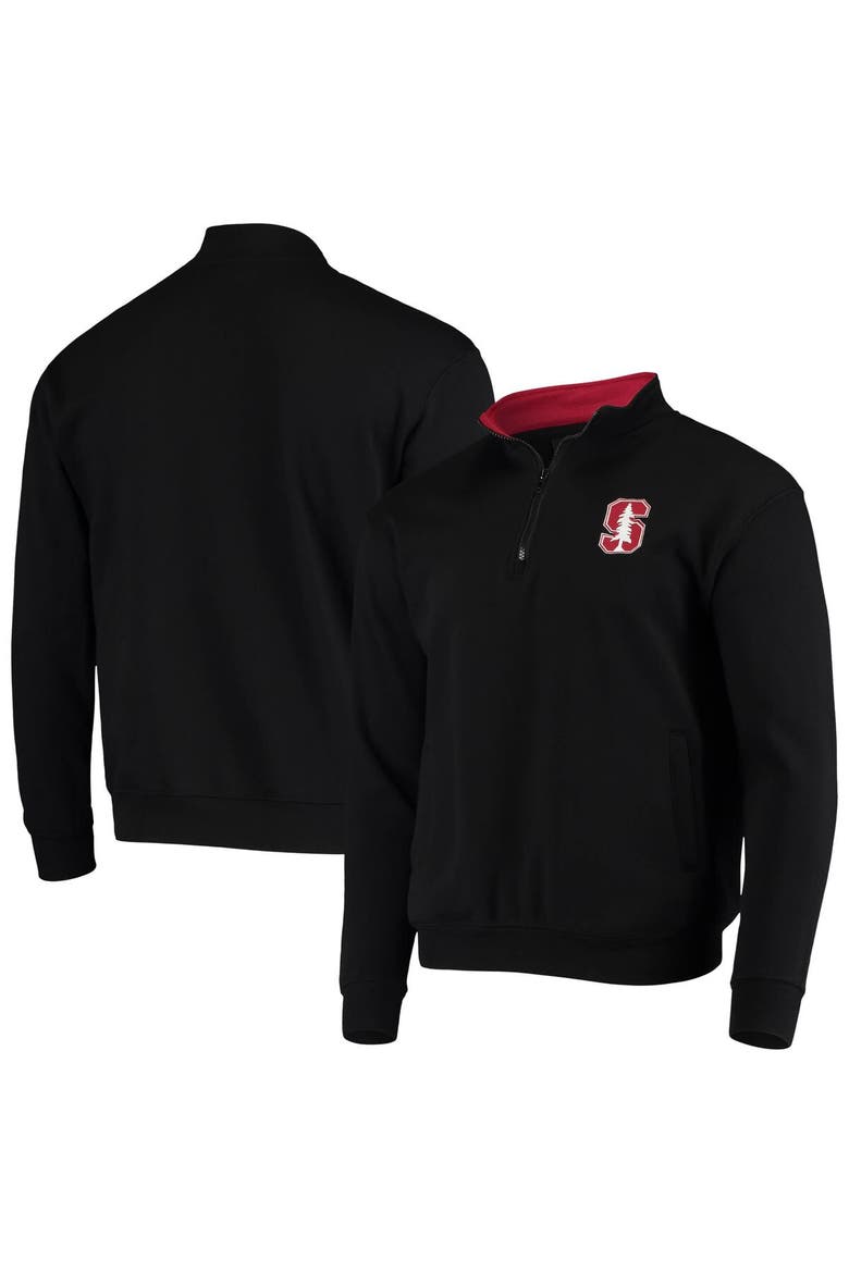 Men's Colosseum Black Stanford Cardinal Tortugas Logo Quarter-Zip Jacket, Main, color, Black