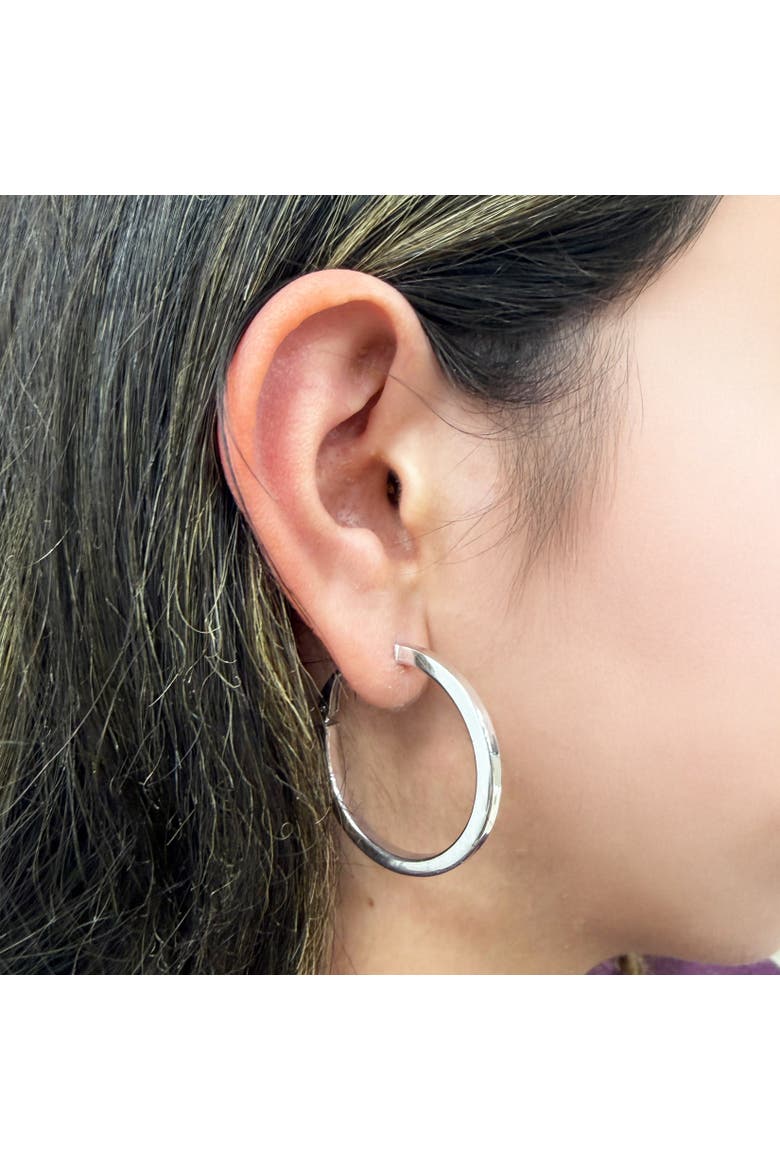 Square Tube Hoop Earrings, Alternate, color, Sterling Silver