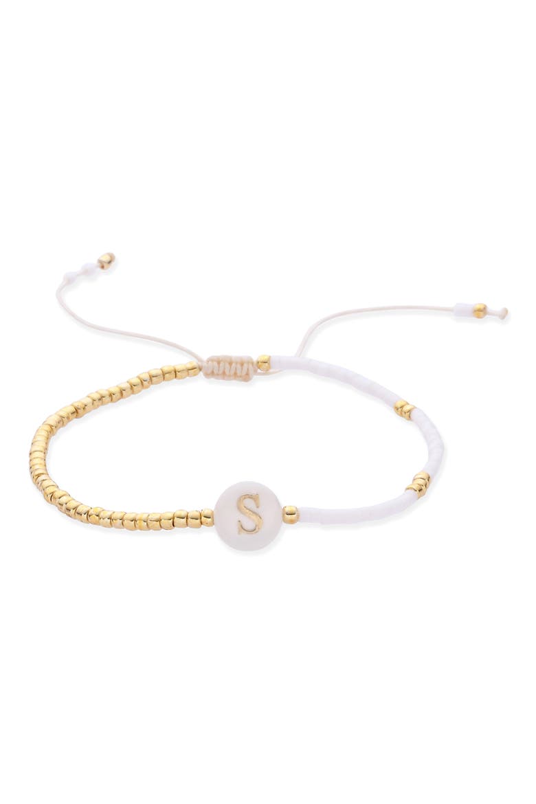Aojo Set of 5 Beaded Bracelets, Alternate, color, GOLD/ WHITE
