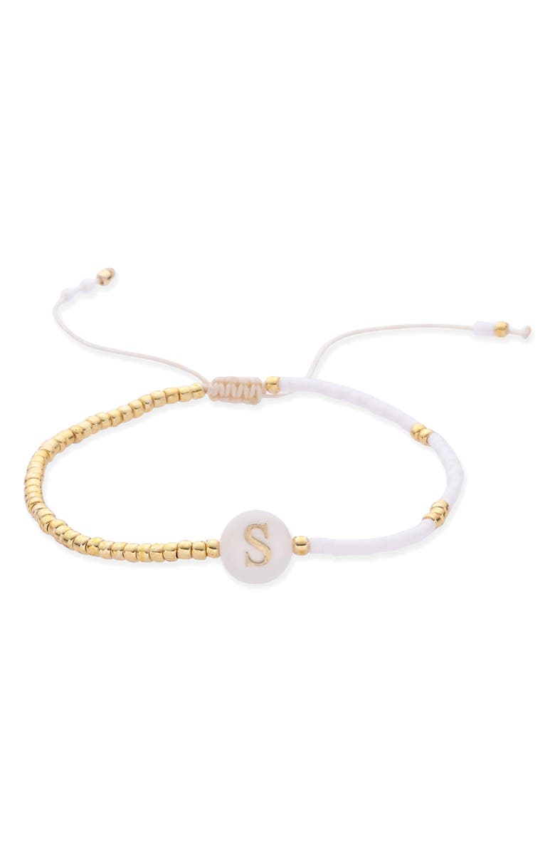 EYE CANDY LOS ANGELES Aojo Set of 5 Beaded Bracelets, Alternate, color, Gold/ White