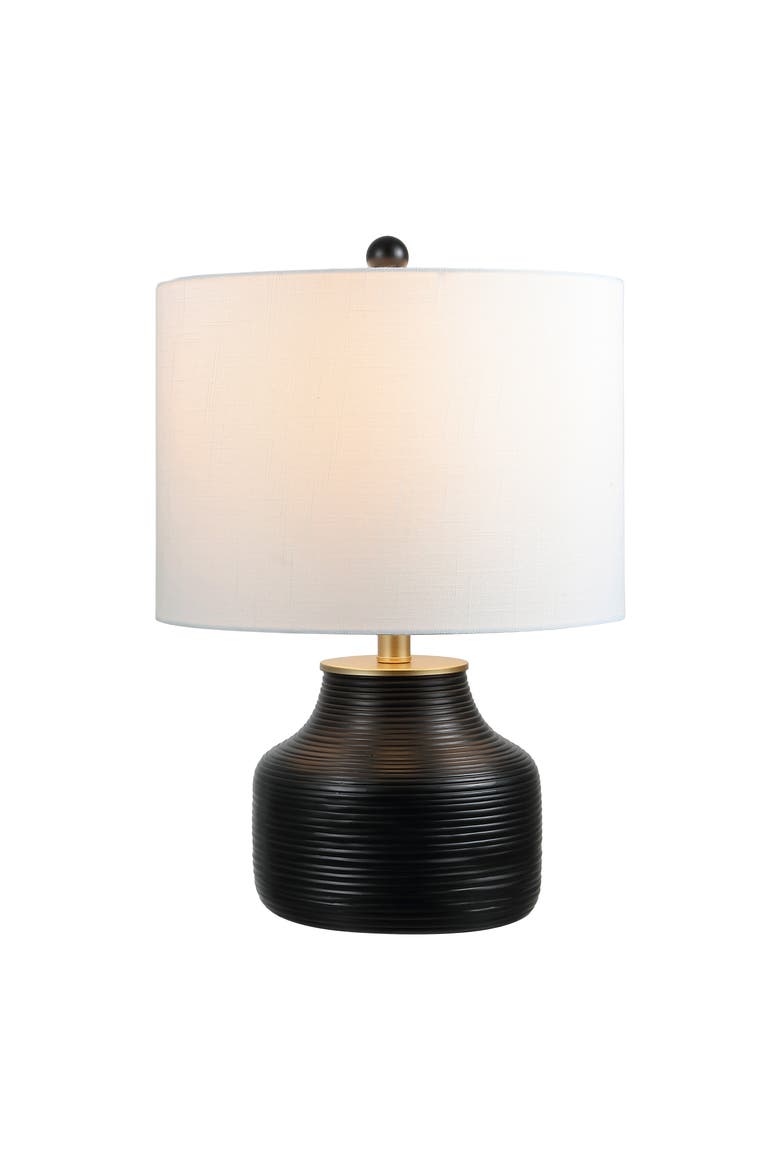Malone Modern Transitional Ribbed Tapered Ginger Jar Resin/Metal LED Table Lamp, Main, color, Black