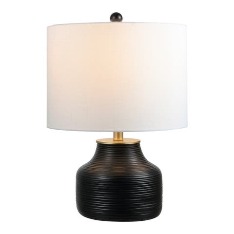 Malone Modern Transitional Ribbed Tapered Ginger Jar Resin/Metal LED Table Lamp