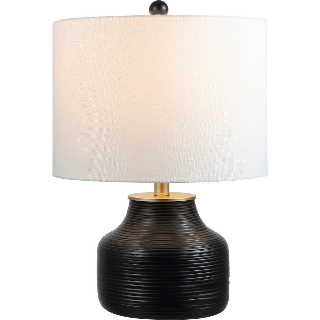 Jonathan Y Malone Modern Transitional Ribbed Tapered Ginger Jar Resin/metal Led Table Lamp In Black