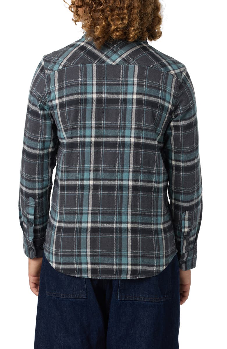 O'Neill Kids' Redmond Plaid Flannel Button-Up Shirt, Alternate, color, Graphite