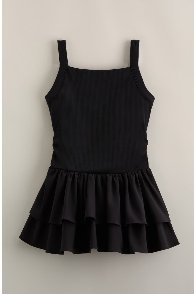 Kids' Tiered Volley Dress, Main, color, BLACK