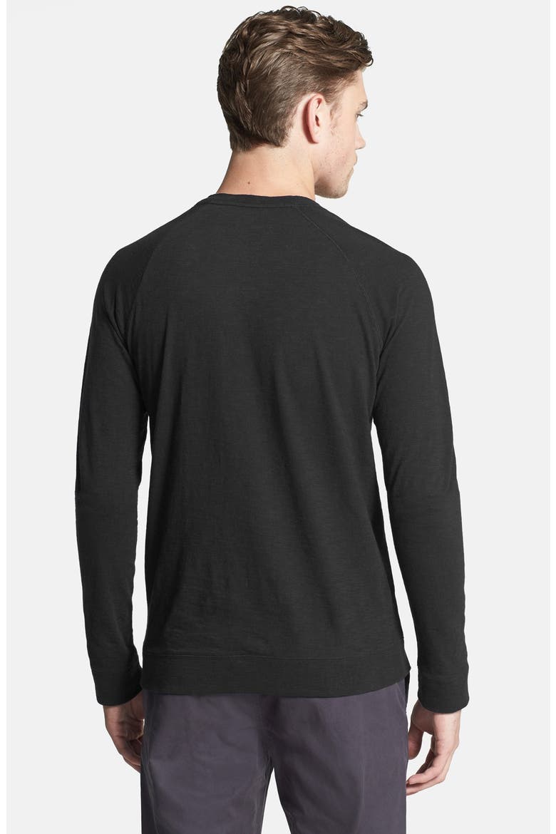 Raglan Sleeve Slub Cotton Henley, Alternate, color, BLACK