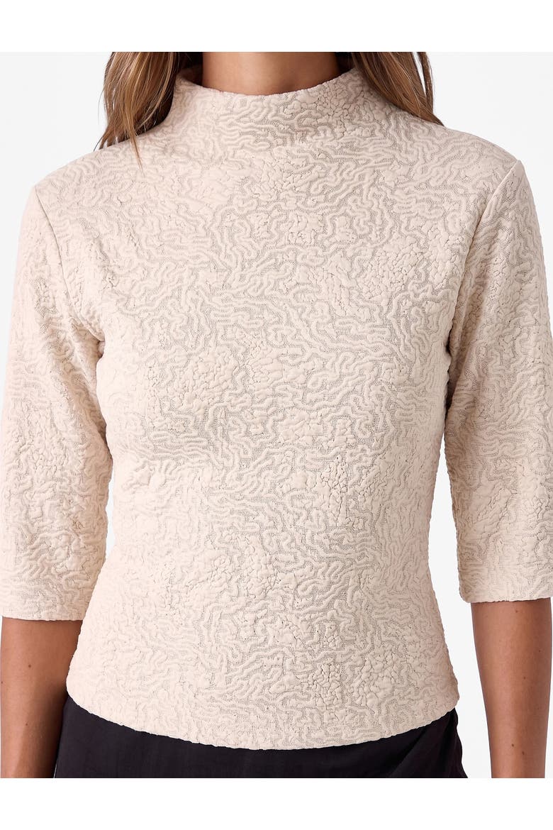 High Neck Short Sleeve T-Shirt, Alternate, color, BEIGE