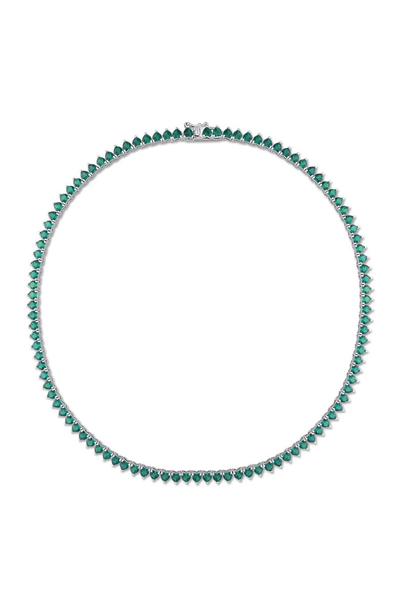 Julianna B. Lab-Created Emerald Heart Tennis Necklace, Alternate, color, Emerald