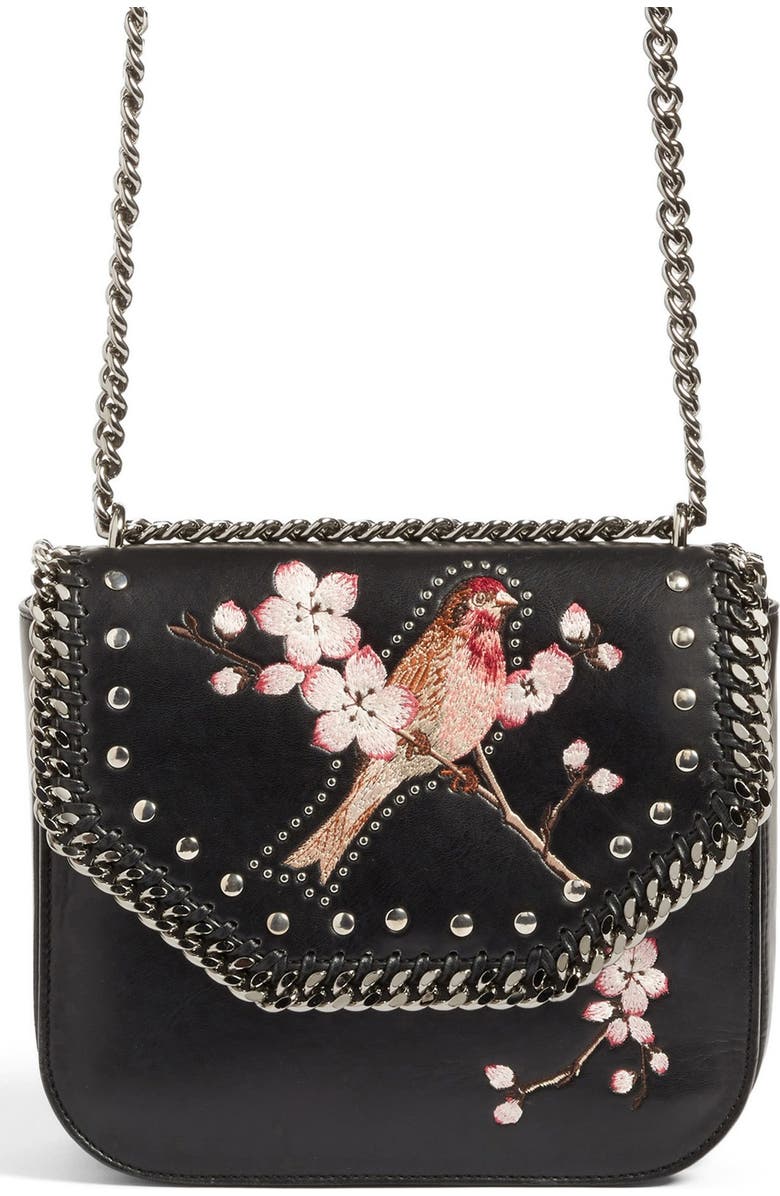 Stella McCartney Black Falabella Box Bird Shoulder Bag, Main, color,