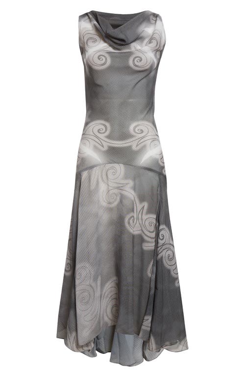 Paolina Russo Sleeveless Bias Cut Chiffon Maxi Dress In Gray