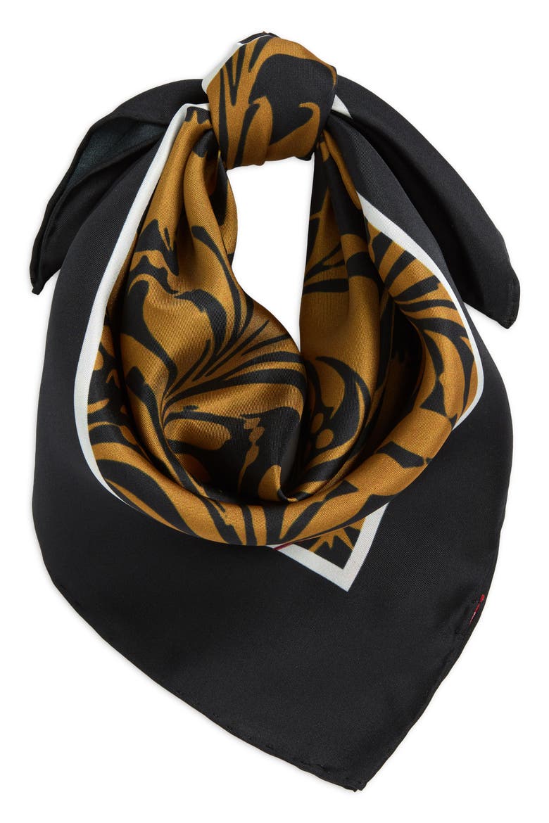 Golden Garden Silk Bandana, Alternate, color, BLACK