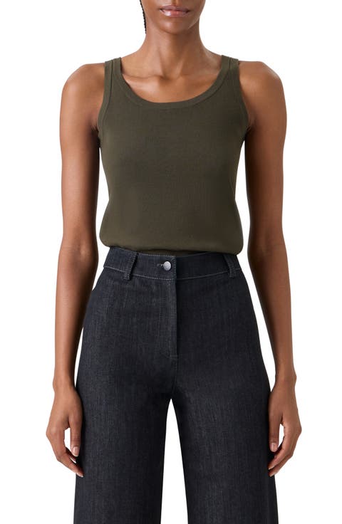Scoop Neck Cotton Sweater Tank