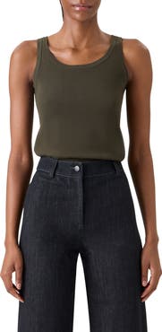 Akris punto Scoop Neck Cotton Sweater Tank