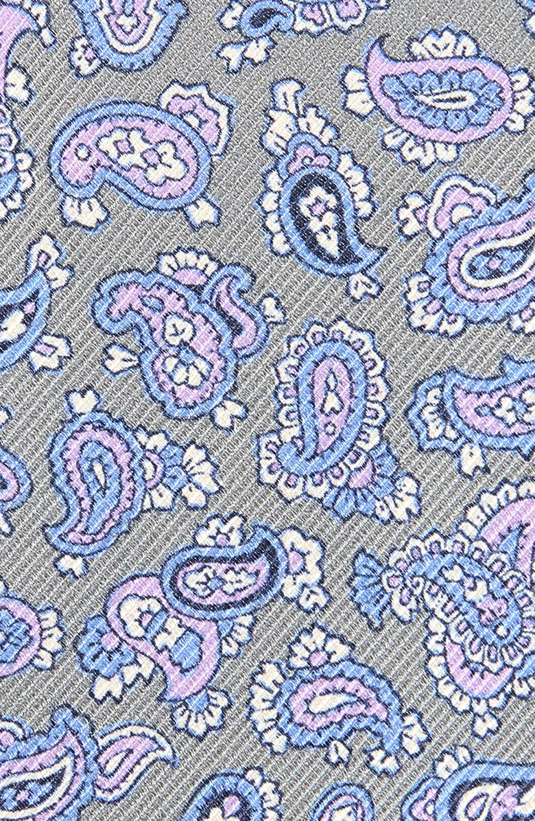 David Donahue Paisley Silk Tie, Alternate, color, Gray