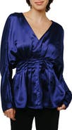 CIEBON Viera Satin Peplum Hem Blouse