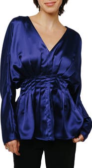 CIEBON Viera Satin Peplum Hem Blouse