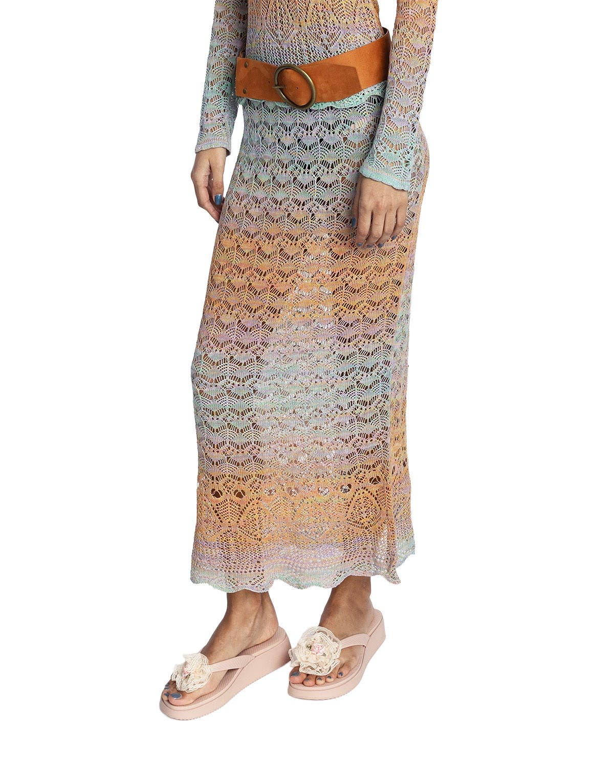Ombre Space Dye Crochet Skirt- Sunset - image 2