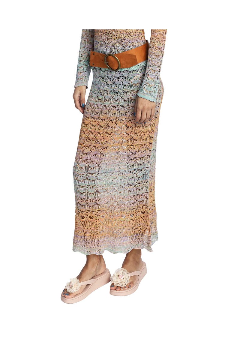 Ombre Space Dye Crochet Skirt- Sunset, Alternate, color, Sunset