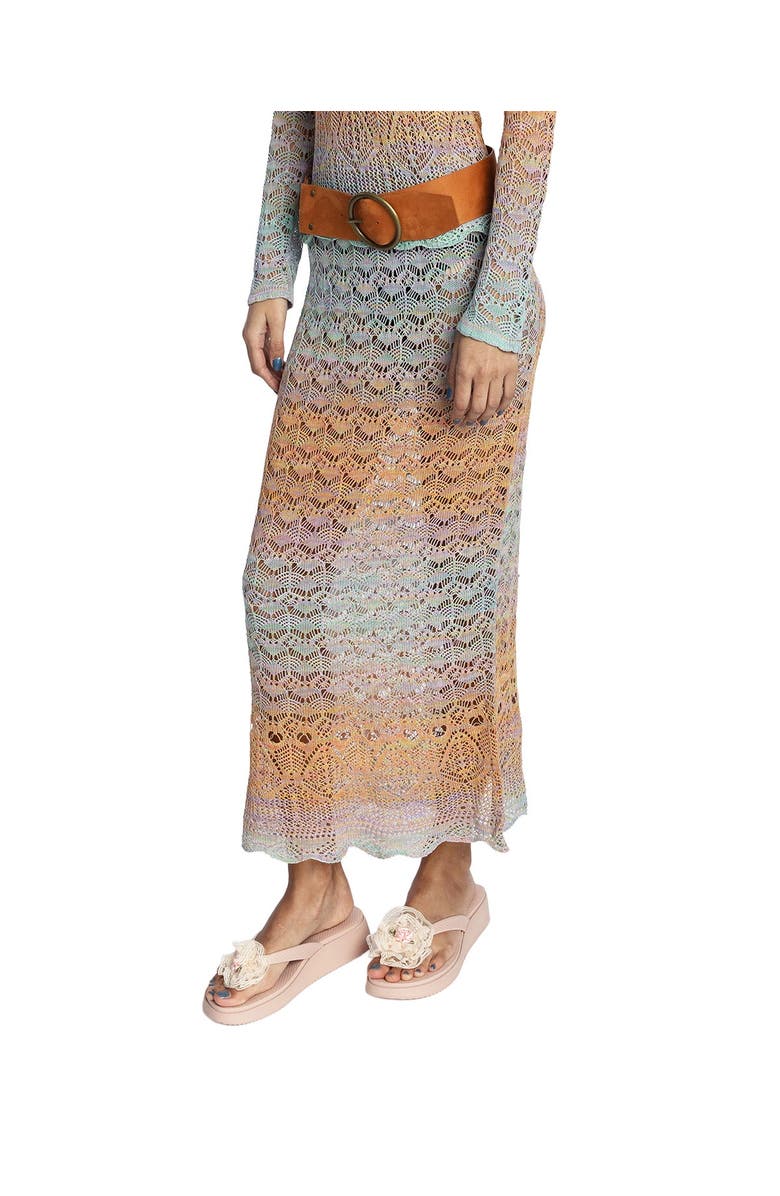 Anna Sui Ombre Space Dye Crochet Skirt- Sunset, Alternate, color, Sunset