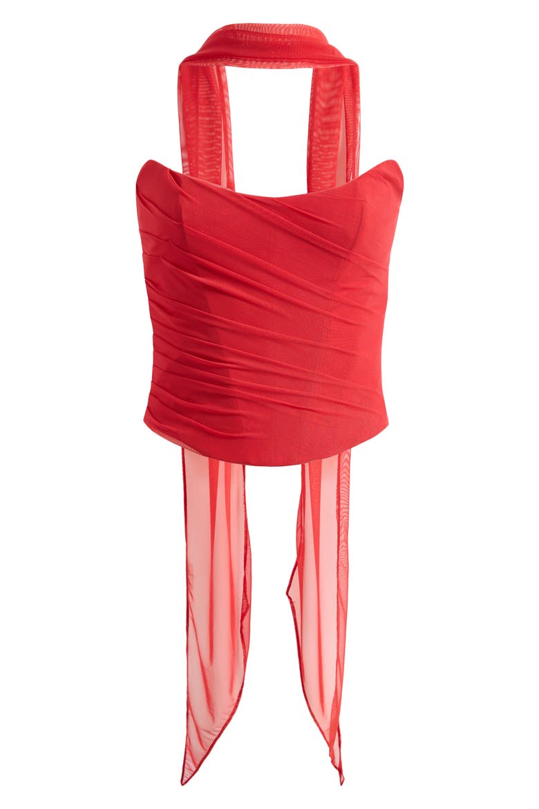Hallie Corset Top & Scarf, Alternate, color, HAUTED RED