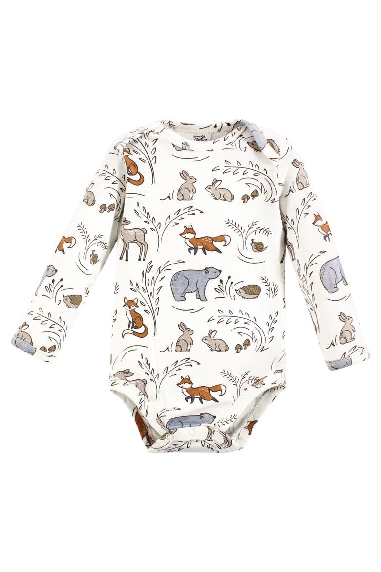 Organic Cotton Long-Sleeve Bodysuits, Alternate, color, Dreamy Woodland