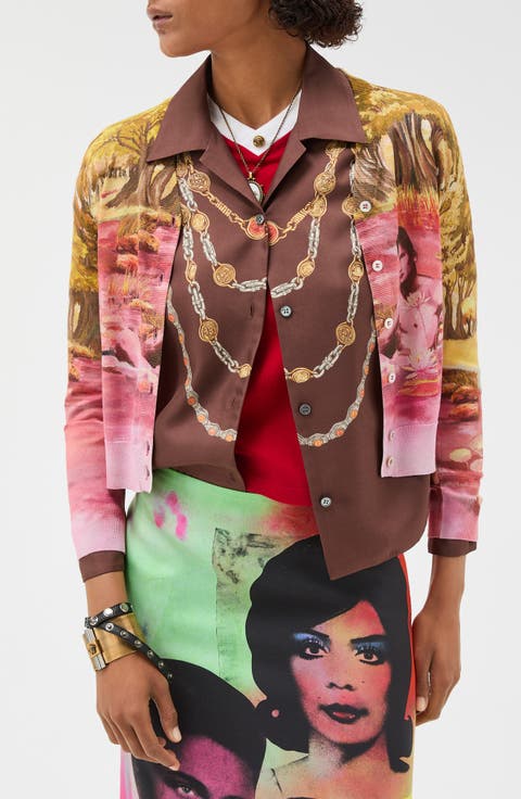 The Naturist Print Silk Cardigan