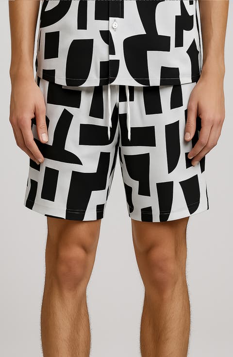 Geometric Print Swim Trunks