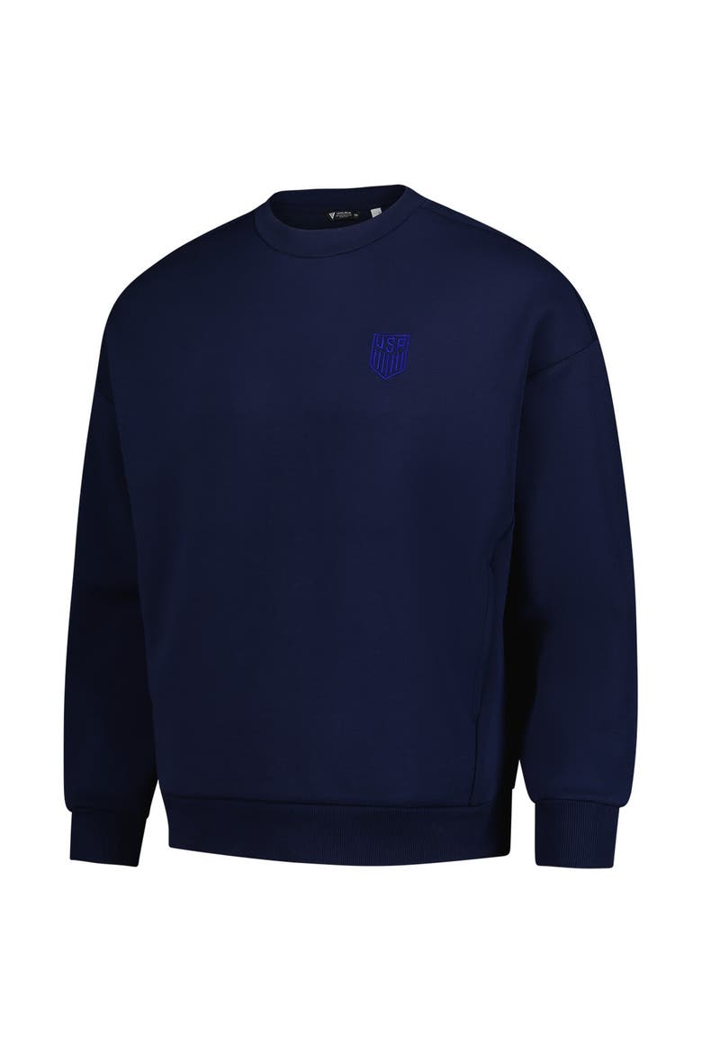 Men's Levelwear Navy USMNT Luxe Signature Lineage Tri-Blend Pullover Sweatshirt, Alternate, color, Navy