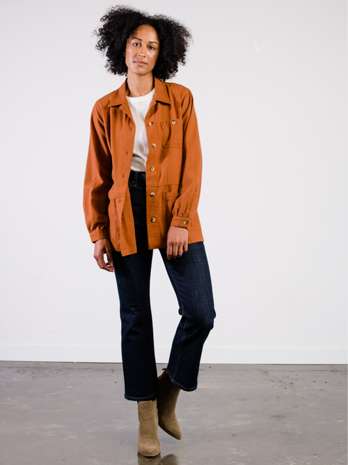 Able Phyllis Utility Shacket In Mocha Bisque